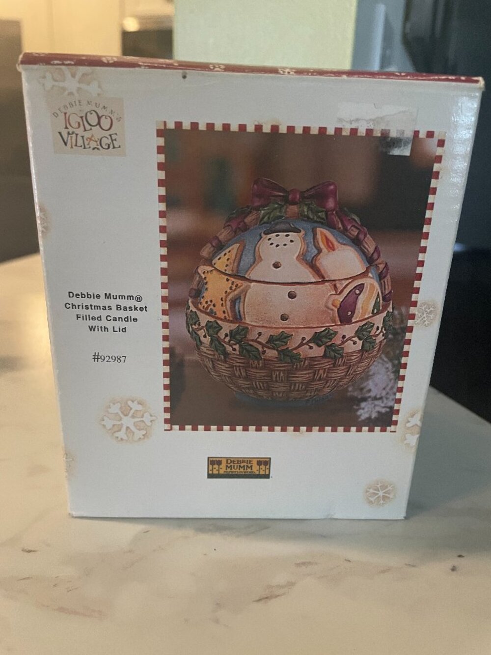 Debbie Mumm Christmas Basket Filled Candle with Lid Igloo Collection
